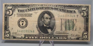 1928-A  $5 Five Dollar FRN Note. District 7, G/A Block. - Picture 1 of 13