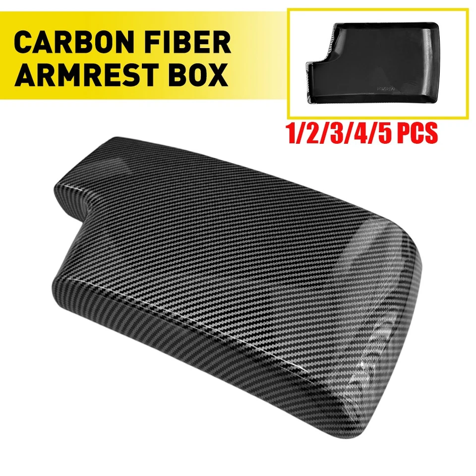 For BMW 3 E90 E91 E92 E93 Carbon Fiber Effect Interior Console Armrest Lid Cover - Imagem 1 de 4