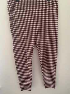 Lou & Grey Leggings Causal Sporty Soft Red White Gingham Checker Ponte Sporty XL - Picture 1 of 22