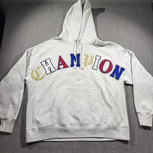 Champion Reverse Weave Sweatshirt Hoodie Mens 2XL Gray Multicolor Applique Logo - Picture 1 of 6
