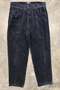 De Colección Polo Ralph Lauren Pantalones de Pana Para Hombre 34x34 Plisados Pierna Recta Cordones Gris - Imagen 1 de 8