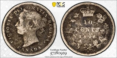 1875 H Canada 10 Cents Queen Victoria Silver Dime Key PCGS VG Detail - Image 1 of 4