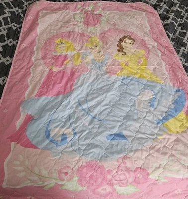 Disney Princess Toddler Comforter Cinderella Belle Sleeping Beauty Y2k - Image 1 of 4