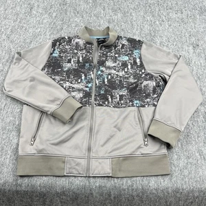 The North Face Jacket Mens XL Gray Urban City Print Full Zip Fleece Bomber CFT4 - Picture 1 of 18