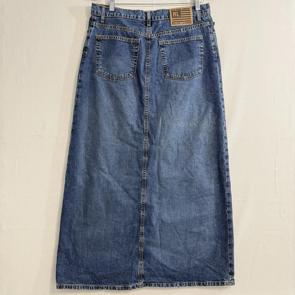 Polo Ralph Lauren Co Demin Falda Larga abertura para Mujer Talla 10 Bolsillos Azules *defecto Foto 1 de 4