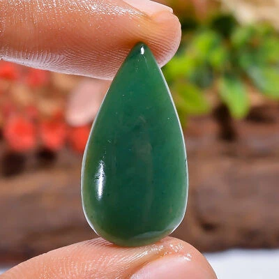 13 Ct Natural Pear Green Aventurine Spiritual Cabochon Loose Gemstone 26X14X5mm - Image 1 of 4