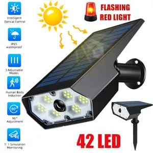 42 LED Solar Wall Light Motion Sensor Yard Outdoor Security Lamp Fake Camera - Picture 1 of 16