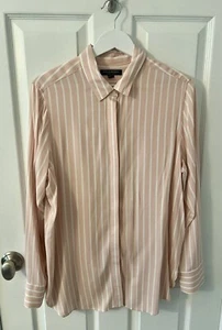 Banana Republic Parker Tunic Striped Blouse w/ Buttons in Pink, Size Large - Picture 1 of 5