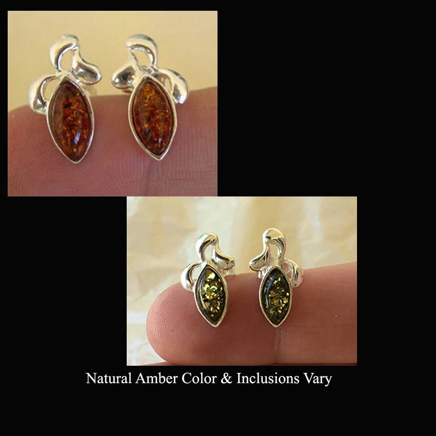 PENDIENTES MIEL BÁLTICA o ÁMBAR VERDE Y PLATA ESTERLINA Foto 1 de 1