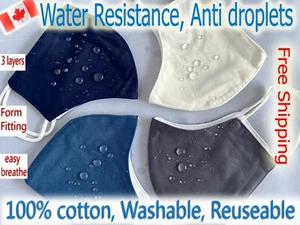 Water Resistance Face Mask Washable Mask Reusable Mask Made in Canada Free Ship - Picture 1 of 9