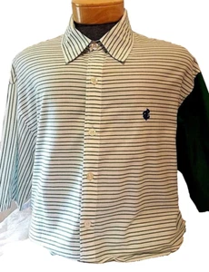 Roca Wear Mens Green Striped Short Sleeve Button Up Casual Dress Shirt Large L - Picture 1 of 5