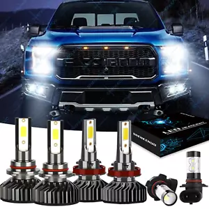 For Ford F-150 2015-2019 Combo 6000K LED Full Front Headlight + Fog Light Bulbs - Foto 1 di 12