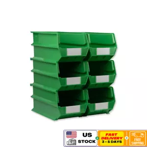 Stackable Interlocking Storage Bins Wall Mounted Polypropylene Organizer 6 Count - Picture 1 of 7