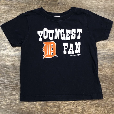 Detroit Tigers Shirt Boys 4T Blue Orange Youngest Fan Baseball Majestic Kids Cover