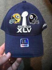 Superbowl XLV Green Bay Packers Pittsburgh Steelers Blue Reebok Cap Size S/M