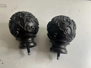 curtain rod ends - Black Decorative - Ornate - PAIR OF 2 [g] - Picture 1 of 7