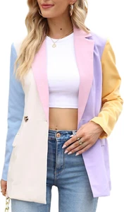 Womens Casual Blazer Button Lapel Long Sleeve Work Business Fashion Blazers Jack - Picture 1 of 5