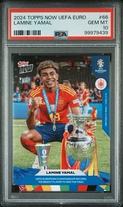 2024 Topps Now uefa Euro 66 Lamine Yamal Rookie PSA 10 Youngest Player Win Final - Imagen 1 de 3