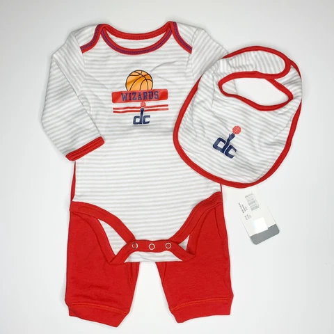 NBA Washington Wizards Baby Infant 3 Piece Set Bib Pants Bodysuit 0-3 Months NWT Cover