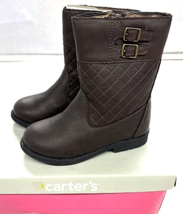 Girls New Carter's Dark Brown Side-Zip /W Buckle Ankle Boots Size 10 M(Toddler) - Picture 1 of 7