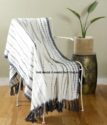 LARGE 100% Cotton Mud cloth Sofa / Bed Throw Hand Tie Dye Blanket Indian 50*58" - Image 1 of 3
