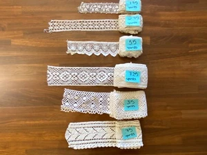Lot of Vintage Tambour Lace, Cotton Crocheted Lace, Embroidered Lace - 21 Yards - Picture 1 of 4