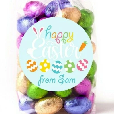 Pegatinas de Pascua - Huevos de Pascua Blue Bunny - Etiquetas adhesivas de Pascua personalizadas Foto 1 de 2