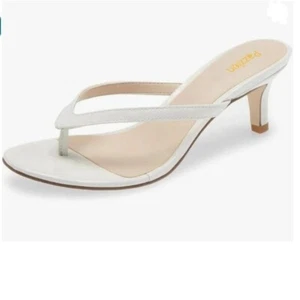 Pazzion White Flip Flops Open Toe High Heels Thong Sandals Casual Daily Shoes - Picture 1 of 8