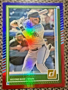 2025 Panini Donruss - Connor Norby #39 Miami Marlins - Red & Blue Foil Refractor - Picture 1 of 2