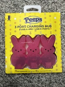 Peeps Pink Bunny 3 Port Charging Hub 3 USB-A Ports Brand New & Sealed - Picture 1 of 2