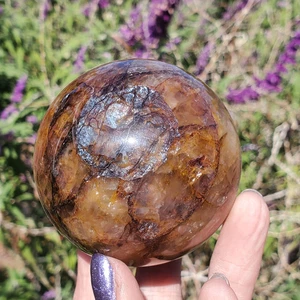 Golden Healer Sparkly Quartz Sphere Healing Crystal 360 grams 64mm - Picture 1 of 16