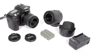 Nikon D90 DSLR Digital Camera + 18-55mm + 55-200mm VR lenses + charger + more - Picture 1 of 9