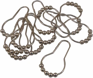 12 Pcs Set Stainless Steel Bathroom Shower Curtain Rings Hooks with Roller Ball - Picture 1 of 11
