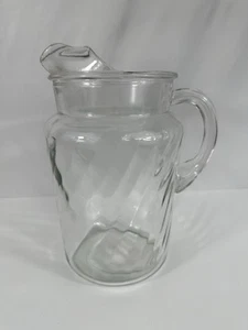 Indiana Glass Optic Swirl Pitcher 80 Oz Ice Guard Lip USA - Vintage Glass - Picture 1 of 9