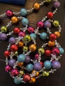 Christmas Unbreakable Ornaments 8 Foot x 1" Garland Multicolor Strand Decor - Picture 1 of 3