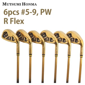 MUTSUMI HONMA MH-777 One Length Iron Set 6pcs #5-9 PW R Flex Gold IP RH Golf - Picture 1 of 10