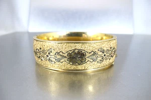 Vintage Raccoglitore Bros. Bracciale largo in oro 12 carati con smalto a vita d'Espergne - Foto 1 di 8