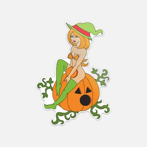 Sexy Hexe Kürbis Halloween Vinyl Aufkleber Abziehbild - Bild 1 von 1