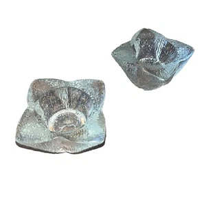 Set of 2 Crystal Ice Indiana Glass Candle Holders Heavy Textured Tapered - Picture 1 of 5