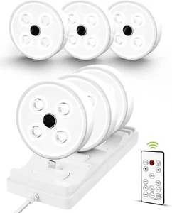 6-pk EZVALO LED Puck Lights Remote Rechargeable, Under Cabinet, Charging Station - Picture 1 of 6