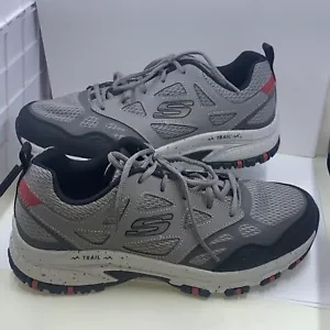 Skechers Hillcrest 237265W Mens Gray/red Wide Fit Lace Up Hiking Shoes Size 8.5 - Picture 1 of 11