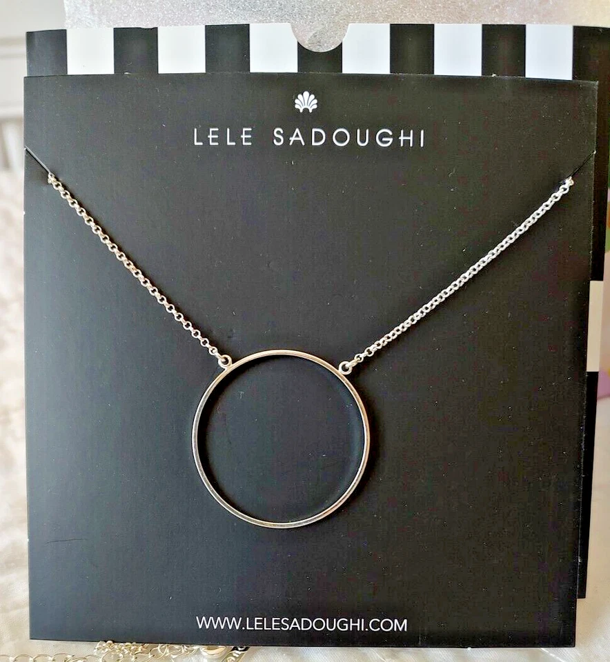 2 Pcs Lele Sadoughi Silver Necklace With 36mm Diameter Circle Pendant