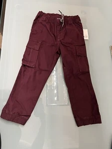 NEW Boys Gap Pull-on Cotton Chino Cargo Pants Size 5 NWT Deep Burgundy - Picture 1 of 7