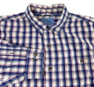 LL Bean Men's Regular Fit Long Sleeve 100% Woven Cotton Blue Check Shirt Large - Picture 1 of 8