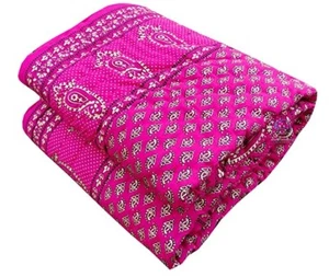 Double Bed Jaipuri Razai Organic Pure Cotton Ac Quilt 85 x 100 inch - Pink Set 1 - Picture 1 of 5