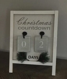 Wooden Christmas Countdown Days To Christmas Standing Sign With Metal Numbers - Picture 1 of 6