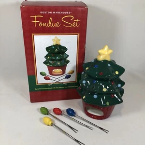 7 Piece Boston Warehouse Christmas Tree Shaped Fondue Set With Forks - Picture 1 of 11