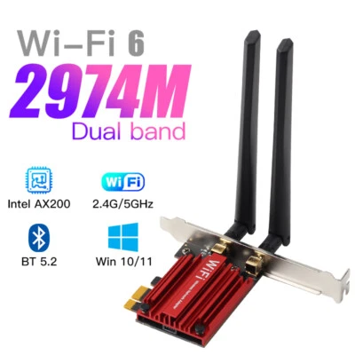 Wifi 6 PCE-AX3000 Intel AX200 PCI-E WiFi Card Bluetooth Desktop Network Adapter - Image 1 of 4