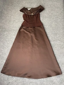 Patra Dress Womens 6 Brown Glitter Formal Gown Prom Satin Rhinestone Long - Picture 1 of 17