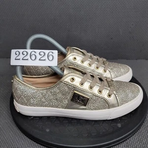 G By Guess Backer Shoes Womens Sz 6.5 Gold White Lace Up Sneakers - Picture 1 of 9